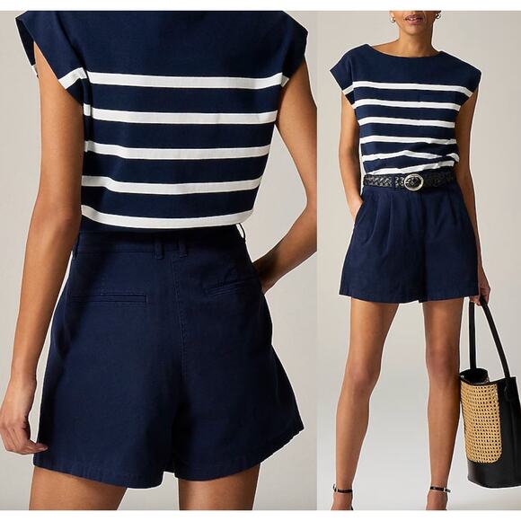 J.Crew | NWT 5" pleated heritage chino short in Navy | Sz 4 - Picture 1 of 11